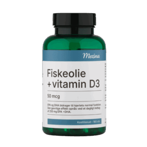 Mezina Fiskeolie med vitamin D3 - 50 mcg 160 kap.
