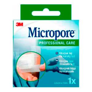 Micropore 3M kirurgisk tape 2,5cm x 10m - hvid