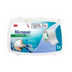 Micropore tape m. Dispensor 2,5 cm x 9,14 m - hvid