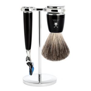 Mühle barbersæt med Fusion Skraber, Barberkost og Holder, Sort