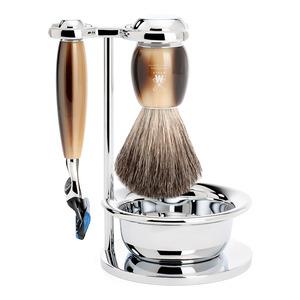 Mühle Barbersæt med Skraber, Barberkost, Holder og Skål, Horn