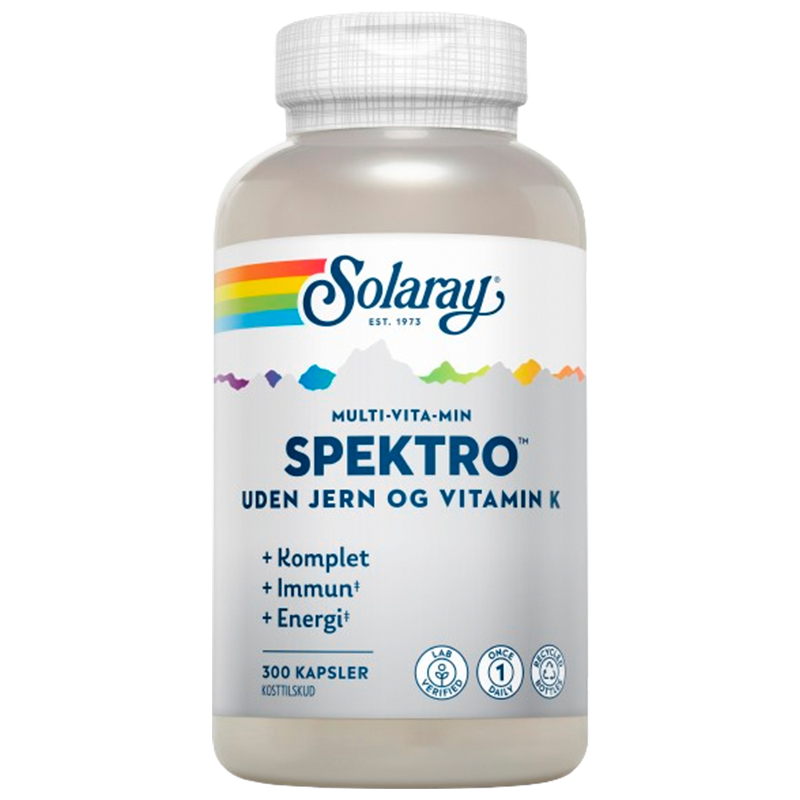 Solaray Spektro Multi-Vita-Min uden jern og vitamin K (300 kapsler)